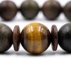 Houtu Bracelet – Aged Jinnanmu Wood with Natural Golden Brown Tiger's Eye Bead