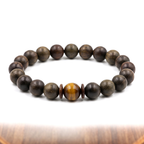 Houtu Bracelet – Aged Jinnanmu Wood with Natural Golden Brown Tiger's Eye Bead