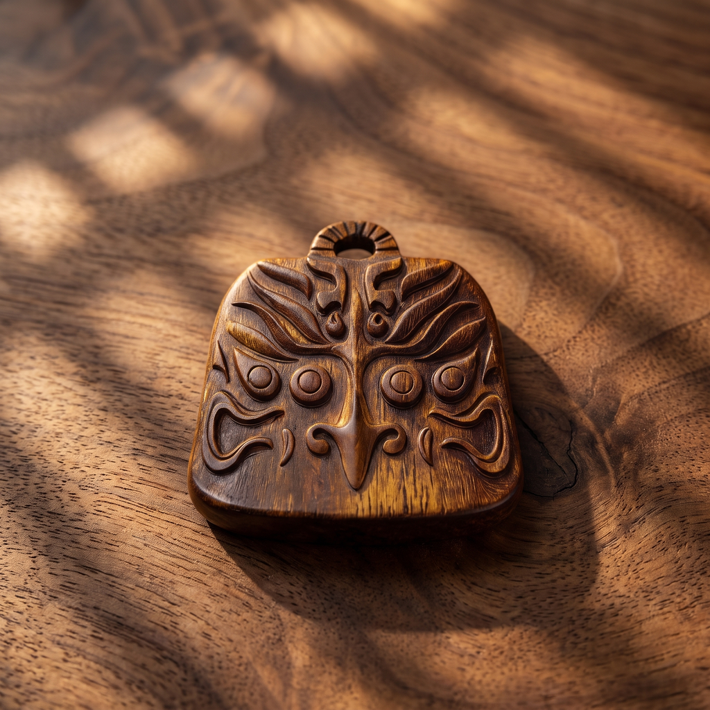 Chongming Bird Pendant – Hand-Carved Aged Jinnanmu Wood Design from Chinese Folklore