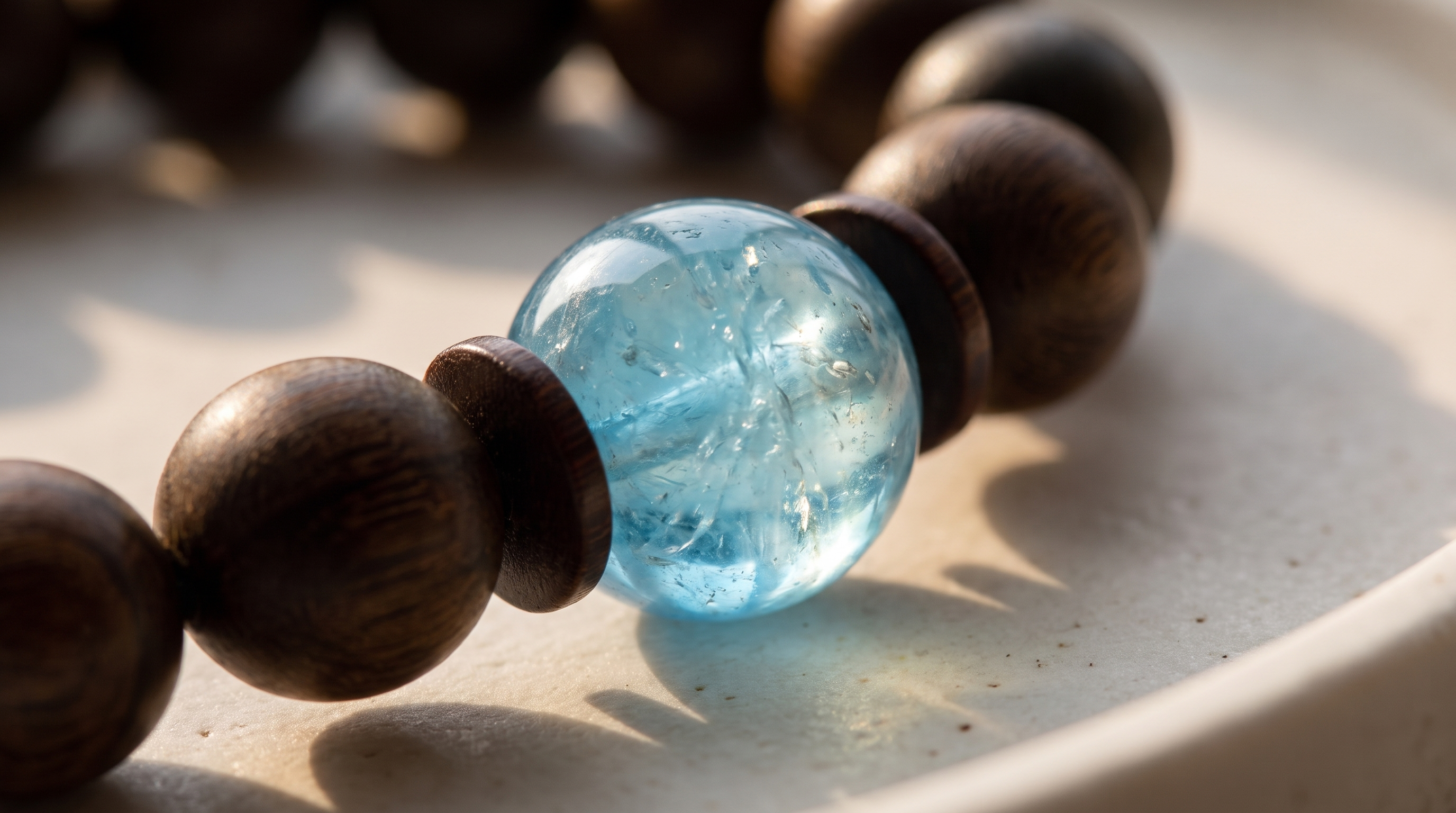 Xuanming Bracelet – Aged Jinnanmu Wood with Natural Translucent Nephrite Jade Bead