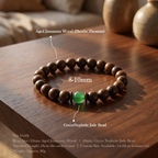 Goumang Bracelet – Aged Jinnanmu Wood with Natural Green Nephrite Jade Bead