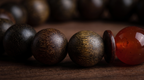 Zhurong Bracelet – Aged Jinnanmu Wood with Natural Red Nephrite Jade Bead