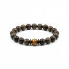 Houtu Bracelet – Aged Jinnanmu Wood with Natural Golden Brown Tiger's Eye Bead