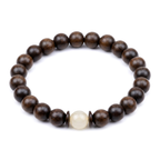Rushou Bracelet – Aged Jinnanmu Wood with Natural White Nephrite Jade Bead