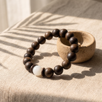 Rushou Bracelet – Aged Jinnanmu Wood with Natural White Nephrite Jade Bead