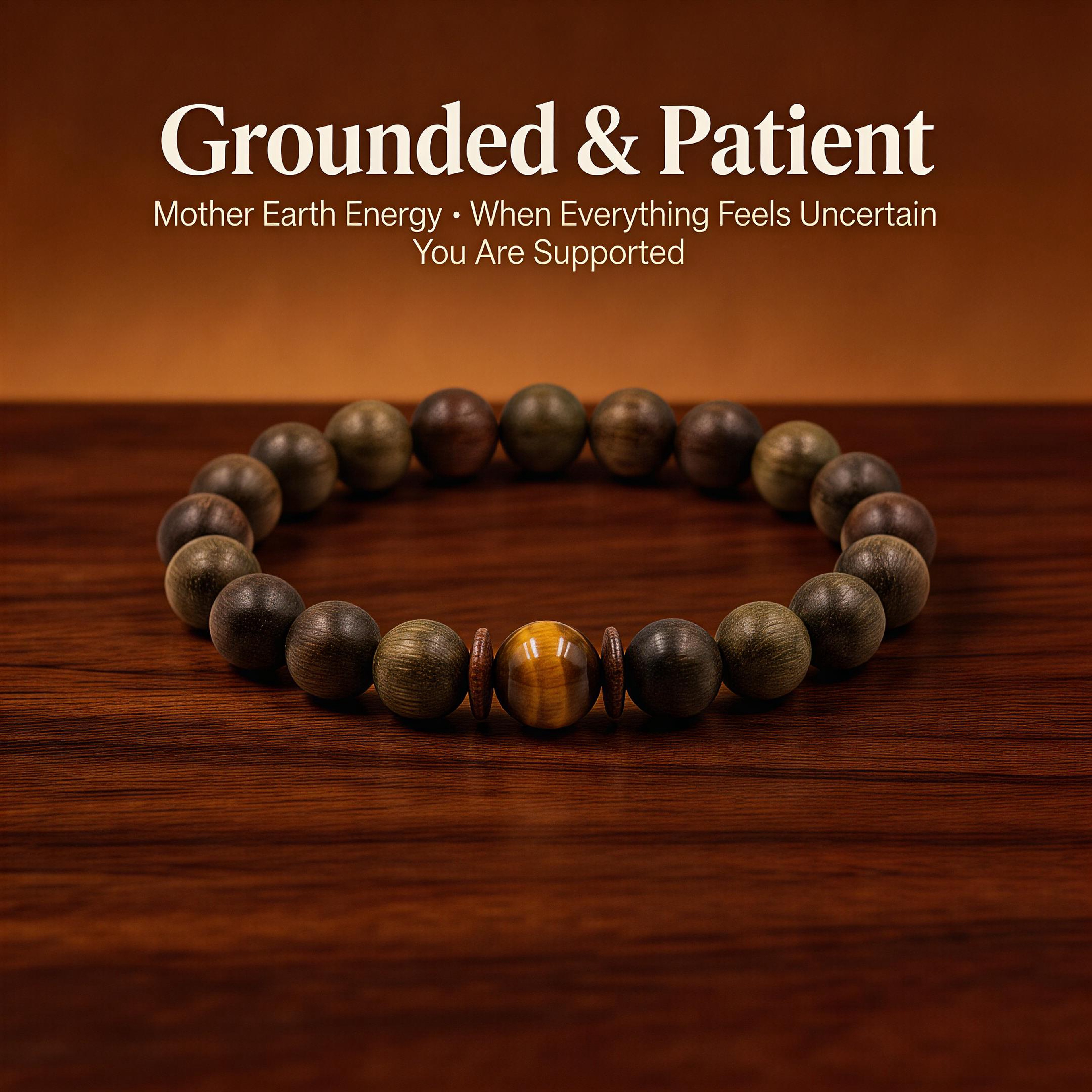 Houtu Bracelet – Aged Jinnanmu Wood with Natural Golden Brown Tiger's Eye Bead